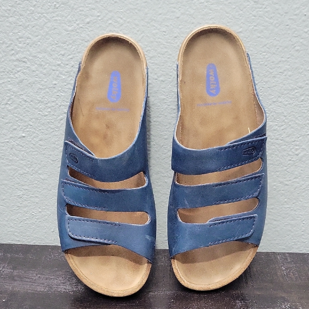 Wolky Denim Blue Slide Sandals